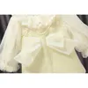 Baby Mesh Kleid Süße Frühling Herbst Säuglingskleidung Kinder Prinzessin Nette Bowknot Patchwork Rüschen Für Mädchen 12M-4Year 210625