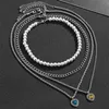 SHIXIN 4 Pcs Layered Pearl Beads Choker Necklace for Women Love Heart Crystal Pendants Necklaces Men Fashion 2021 Chains on Neck