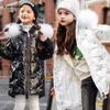 -30 stopnia zima w dół kurtka dla dziewczynki na zewnątrz zagęścić błyszczące dziewczyny snowsuit 2021 ciepłe parki odzież dziecięca odzież wierzchnia 4-12 Y H0909