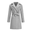 Women's Wool & Blends Women Elegant Peacoat Long Coat Overcoat Lapel Trench Open Front Cardigan Outwear Woolen Fleece Winter With Belt Ladie