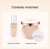 Gezichtskussen Compacte instelling Afwerkingspoeder Oil-Control 3 kleuren Matte Smooth Finish Concealer Make-up Gedrukt poeder