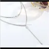 Necklaces & Pendants Jewelry Drop Delivery 2021 Sexy Simple Style Round Crystal Pendant Sier Gold Plated Metal Chain Women Girls Two Layer Ne