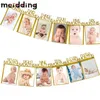 MEIDDING Baby Birthday Banners 12 mesi Photo Bunting Shower Paper Garland Boy Girl 1st Party Decoration Supplies Y0730