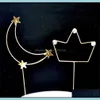 Party Decoration Event Leveringen Feestelijke Home Garden Factory Moon Crown Cake Topper Heart Toppers Baby Shower Birthday Gold Sier Small For