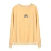 Autumn Rainbow Pattern Printed Pullovers Sweatshirts Women Long Sleeve Streetwear Loose Oversize Clothes Female Yellow 210702