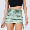 Minigonna da donna in maglia plissettata elasticizzata Per le donne con coulisse sul lato della fossa gonna sexy con borsa tie-dye femminile Gonne in cotone a matita 210514