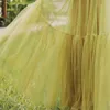 Vintage Lato Green Tulle Spódnice Kobiet 3 Warstwy Midi Plisowane Spódnice Wiosna Moda Elastyczna Wysoka Talia Mesh Długie Tutu Spódnice 210619