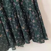 Vestidos Herbst Frauen Kleid Vintage Hohe Taille Elegante Midi Floral Langarm Bogen Maxi ES für 8840 210512