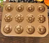 Donut Mold Cake Baking Pan 12-Cavity Non-Stick Carbon Steel Doughnut Mould Bakeware Tray for Oven Champagne Gold