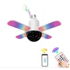 Mini lampadina pieghevole a 4 foglie 24W E27 RGB Musica Lampada da soffitto deformabile Palla magica Colorato intelligente Audio pieghevole Bar Decorazioni per feste