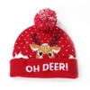 Christmas Letters Printed Children's Knitted Hat With LED Winter Warm Colorful Lights Adult Kids Boys Grils Halloween ELK Santa Crochet Hats H916T5MT
