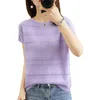 Cotton T-shirt Women Summer Round Neck Pullover Pure Color Knitwear Plus Size Casual Tops Short Sleeve Tees 14642 210527