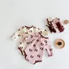 2021 New Spring Kids Boys Girls 3-pcs Sets Cartoon Bear Long Sleeves Bodysuit Pants Cap Children Pajamas Kids Clothes 1583 B3