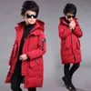 Crianças snowsuit inverno aquecer casacos para meninos roupas adolescentes vestuário crianças parkas longo casaco tamanho 10 12 14 16 ano 211203