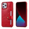 Odporne szokujące skrzynki telefoniczne na iPhone 12 11 Pro xr XS MAX 7 8 Plus Żelazny klamra stała Kolor PU Skórzanie Kick -Stand Case Protective z kartami Gniazda