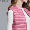 Vinter Kvinnor 90% Vit Duck Down Vest Ultra Light Västar Ärmlös Jackor Kvinnliga Waistcoat Coats 210608