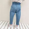 Jeans For Girls Button Fly Fly Toddler Jeans Ruffles Jeans For Kids Girls High Taille Toddler Girl Desked Casual Style 210412