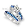 Wedding Rings Vecalon Brand Design 5A Blue Zircon Cz Band Ring Set For Women 10KT White Gold Filled Female Engagement Finger