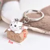 1pcs Creative Personality Cute Little Cat Box Keychain For Women Men Keychain Bag Pendants G1019