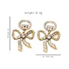 18K Gold Plated Luxury Brand Designers Double Letters Stud Long Eardrop Bowknot Geometric Famous Women Crystal Rhinestone Pearl Earring Wedding Party Jewerlry