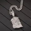 Hip Hop Cubic Zirconia Pavimentato Bling Iced Out Jesus Head Collana con ciondoli retrò per uomo Gioielli Rapper Collane con ciondolo color oro argento