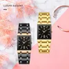 WWOOR Luxury Gold Black Watch For Women Fashion Square Quartz Watch Ladies Dress Wrist Watches Top Brand Sport Clock Reloj Mujer 210720