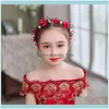 Jewelrybaroque Vintage Or Rouge Bandeaux Pour Enfants Enfants Cristal Perle Diadèmes Bandeaux Avec Boucles D'oreilles Femmes Bridemaid Cheveux Bijoux Goutte D