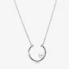 Gioielleria raffinata Collana in argento sterling 925 autentica Collana con ciondolo Pandora Fit Offset Perla coltivata d'acqua dolce Cerchio Amore Fidanzamento Collane di nozze fai da te