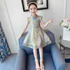 Chinese Cheongsam Princess Dress Baby Letnie Dziewczyny Sukienka Dla Dzieci Ubrania Z Krótkim Rękawem Bawełniane Kwiaty Księżniczka Cute Dress Q0716