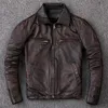 Hommes manteau en peau de vache veste en cuir véritable pour hommes Style Vintage homme vêtements en cuir moto Biker vestes 211008
