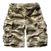 Shorts de carga de verão homens muitos bolso camuflagem meia calças curtas casuais soltas camo shorts joelho com cinto bermuda masculino 210518