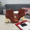 Luxury Designer winter women's boots Patent Leather Gold thick high heels multicolor women shoes sizes 35-42