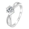 100% natuurlijke solide 925 zilveren ring 1 ct zirconia diamant engagement trouwband geschenk sieraden ringen nee fade allergie gratis J-397