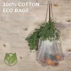 Storage Bags Mintiml GreenLife Mesh Reusable Fruit Shopping String Grocery Shopper Cotton Tote Woven Net Shoulder Bag