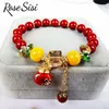 Bracelets porte-bonheur Rose Sisi 2022 ans tigre rouge Style chinois perles du zodiaque Bracelet élastique pour femmes bijoux