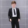 2020 Fashion Gold Prom Party Kostuums voor Jongen Glanzende Stage Performance Jongens Tuxedo Kid Formele Bruiloft Blazer met Broek set 2 stuks X0909