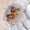Męskie zegarek pełne diamentowe zegarki w pełni automatyczne mechaniczne zegarki ze stali nierdzewnej pasek szafirowy Wodoodporny montre de lukse