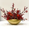 Ootdty guld metall blomma potten planter vas succulent växtbehållare prydnad hem dekoration inomhus utomhus 210712