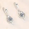 925 Sterling Silver Dangle Earrings Women Fashion Jewelry High Quality Blue Pink White Purple Crystal Earring