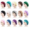 Solid Color Wide Band Satin Bonnet Caps Women Hair Care Night Sleep Hat Head Wrap Fashion Accessories