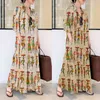 Elegantes bedrucktes Hemdkleid Damen Herbst Sommerkleid ZANZEA Casual Langarm Maxi Vestido Weibliche Revers Knopf Robe Plus Größe X0521