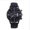 Män Klock Armband Set Fashion Sport Wrist Watch Alloy Case Leather Band Watch Quartz Business Armbandsur Calendar Clock Gift 210804