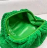 2021 direct selling high quality women's Evening Bag Fashion cloud green towel velvet inner leather handbag retro clip open toilet bags large 39cm small 23c