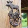 2 pièces rustique en fonte élan décoratif heurtoir de porte avec poignée style vintage traditionnel poignée de porte loquet de porte porte de campagne décor à la maison