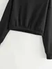 Kvinnor Två Piece Set Cropped Sweatshirts Elastiska Midja Penna Byxor Solid Färg Fall Tracksuits 210421