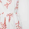 Elegante print jurken vrouwelijke vierkante kraag spaghetti riem hoge taille side split hit kleur zomerjurk vrouwen 210520