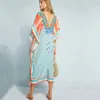 Beach Swimsuit cover up Tunic Sarong Robe de Plage wear kaftans long Dress Womens Swim Wear #Q614 210420