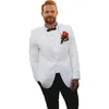 Handsome Black and White Groom Wedding Tuxedos Mens Suits Formal Wear One Button Trim Fit Prom Evening Dinner Suit Custom Made 2 Pieces Blazer Jacket +Pants