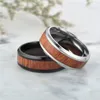 Anillos de acero inoxidable Vintage Punk para hombre, anillo de bodas, diseño de grano de madera Retro, moda