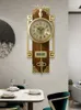 Horloges murales horloge en cuivre pur salon atmosphère de mode de luxe montre de poche en bois véritable chinois